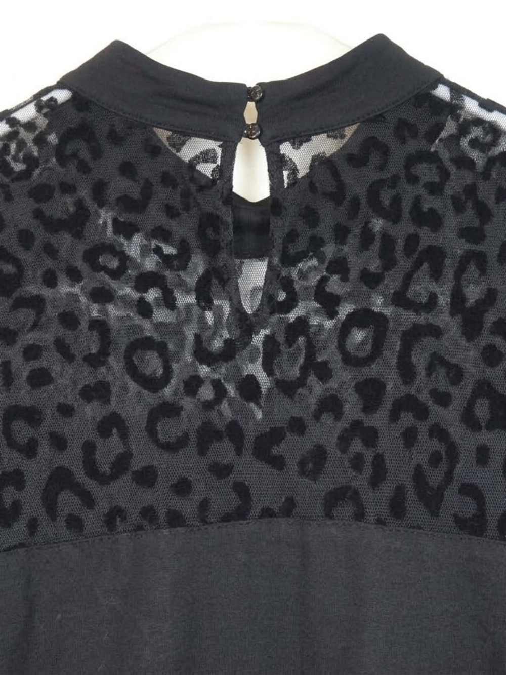 VENUS Black Leopard Mesh Yoke Long Sleeve Top Womens 1X #24 - Picture 4 of 6